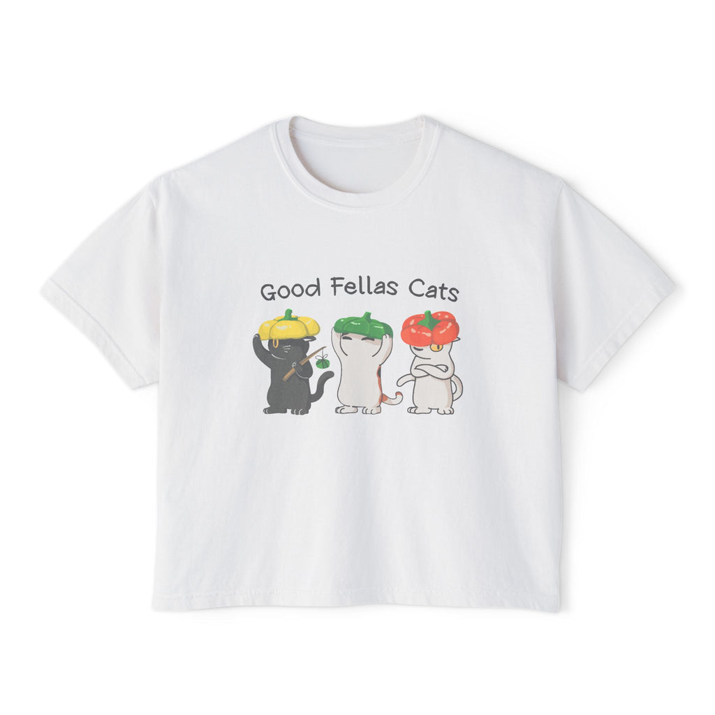 Whimsical Cat Graphic Boxy Tee, Cute Cat Shirt for Women, Fun Gift for Cat Lovers, Casual Tee for Everyday Wear, Unique Animal T-Shirt