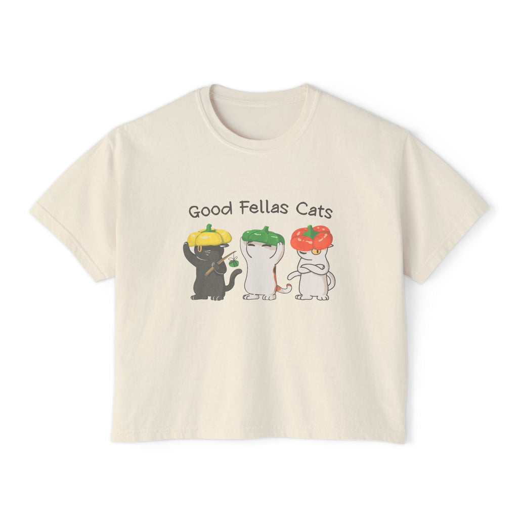 Whimsical Cat Graphic Boxy Tee, Cute Cat Shirt for Women, Fun Gift for Cat Lovers, Casual Tee for Everyday Wear, Unique Animal T-Shirt