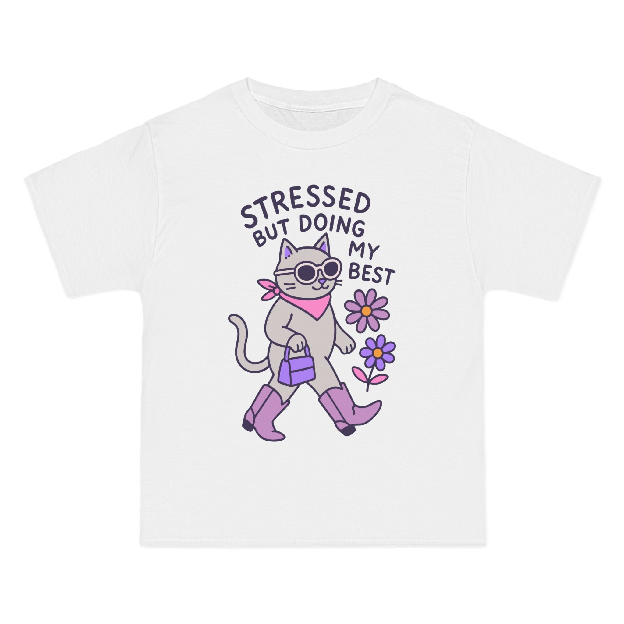 Cute Cat Motivational T-Shirt, Funny Animal Tee, Relaxed Fit Daily Wear, Gift for Cat Lovers, Stress Relief Apparel