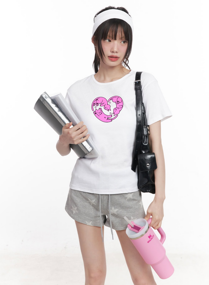 Cute Cat Love Tee, Unisex Cotton Tee, Gift for Cat Lovers, Fun Graphic Shirt, Casual Daily Wear, Birthday Gift Idea, Kawaii Fashion